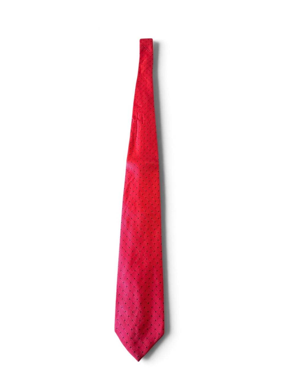 Vroom & Dreesmann Men's 100% Silk Tie Red Black Polka Dot Classic Necktie - Picture 4 of 11